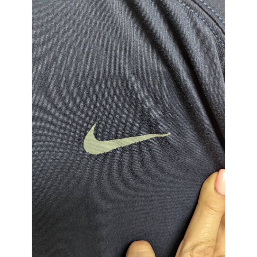 Nike Tee Dri-Fit Long Sleeve Athletic Cut Logo Women's Large Navy EUC 378 - Picture 2 of 8